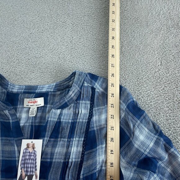 Wrangler Womens Blue Plaid Viscose Tunic Top XL NWT 5924 - Picture 7 of 9